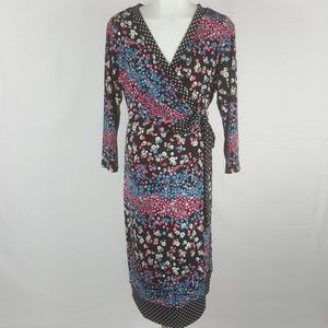 Motherhood Maternity Polka Dot Floral Wrap Dress.